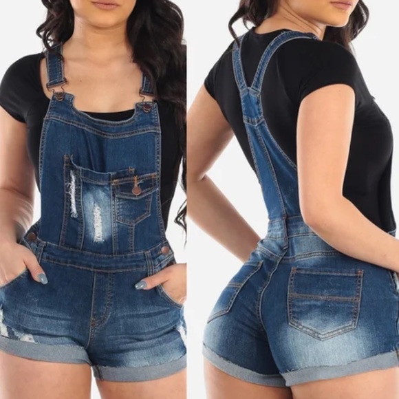 👮🏻‍♂️👮🏻‍♂️SOLD👮🏻‍♂️👮🏻‍♂️Dari Denim Overall Short Jumper 5pockets Size L - Picture 14 of 14